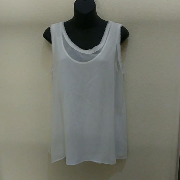 Stefanel Double Layered White Tank Top. - Picture 1 of 4